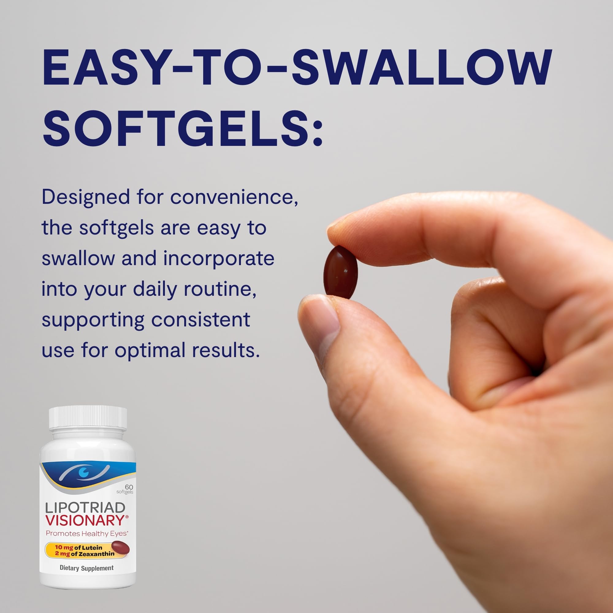 Close-up of Lipotriad Visionary Eye Capsules for smooth softgels