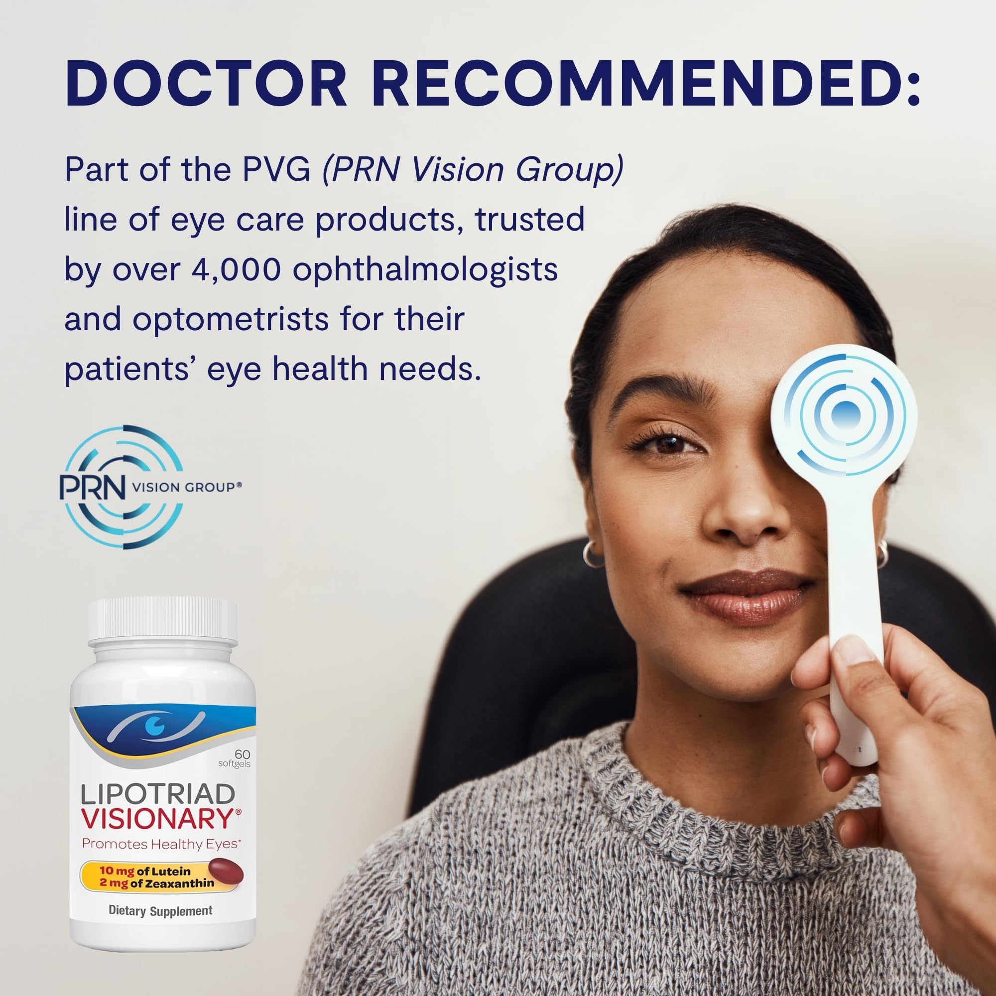 Lipotriad Visionary AREDS2 ingredients labeled on bottle