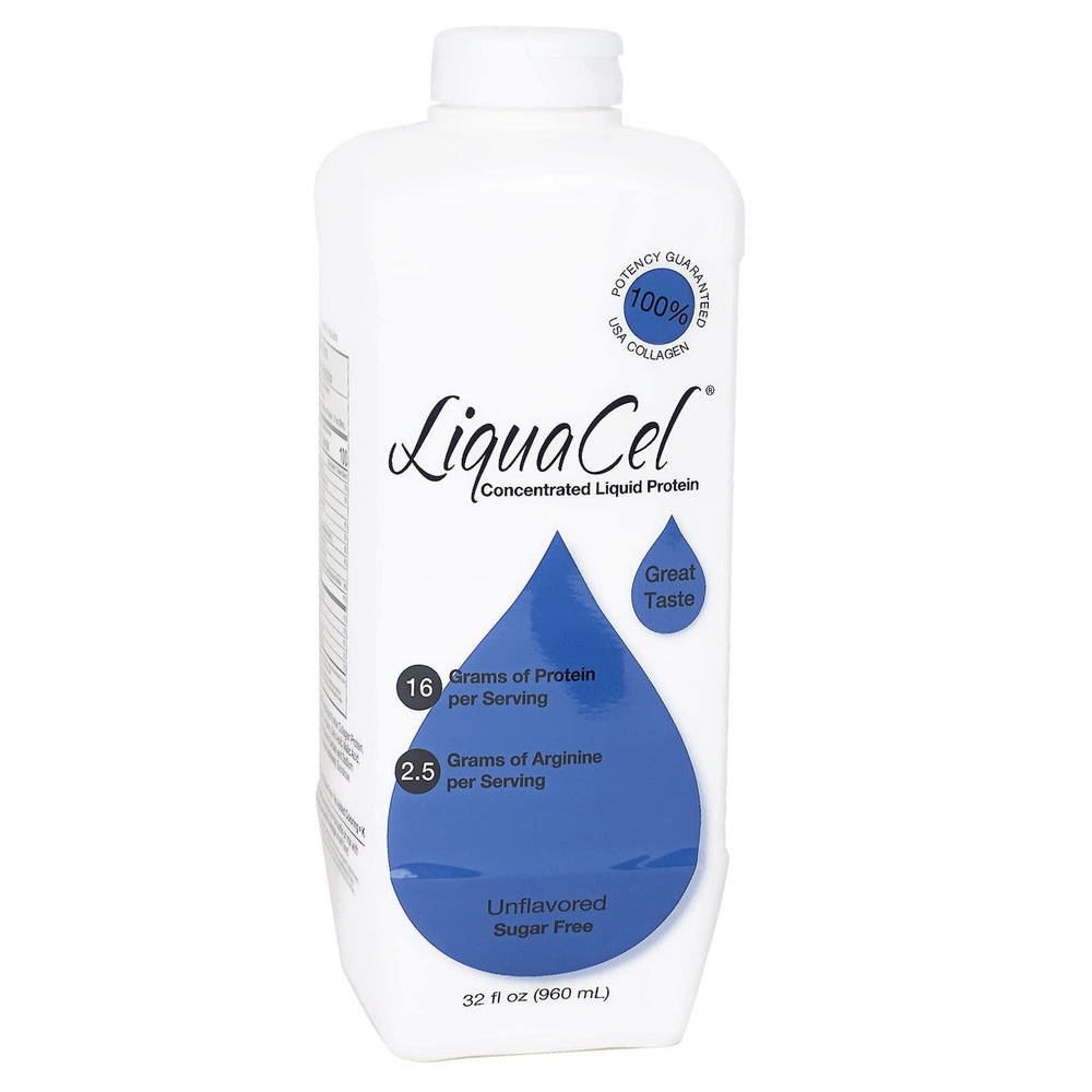 LiquaCel bottle side view for convenient ready-to-drink protein.