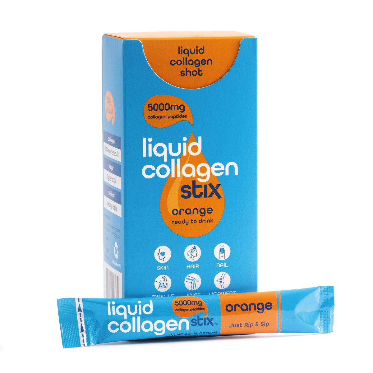 Liquid Collagen Stix bottle and pack for daily use.