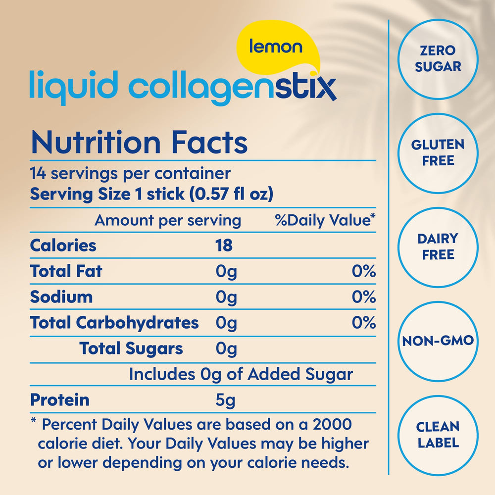 Liquid Collagen Stix grass-fed bovine source signals quality and sustainability.