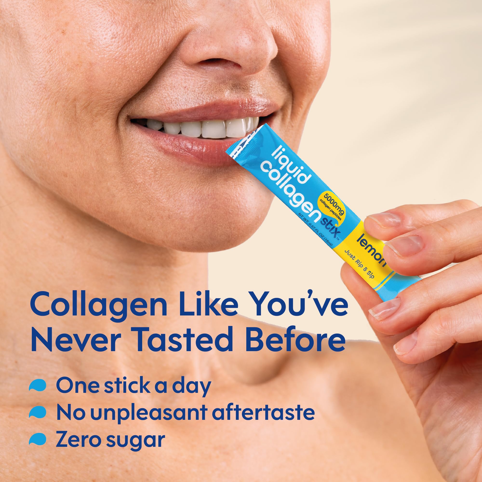 Liquid Collagen Stix ingredients close-up showing peptides for absorption from grass-fed bovine.