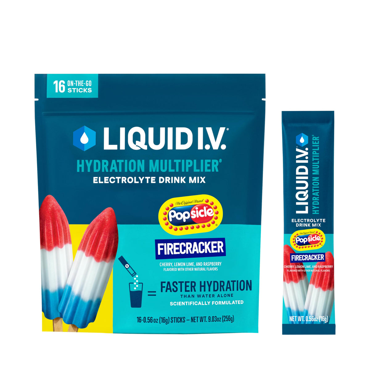 Liquid I.V. Hydration Multiplier Popsicle Firecracker packet ready for quick on-the-go hydration