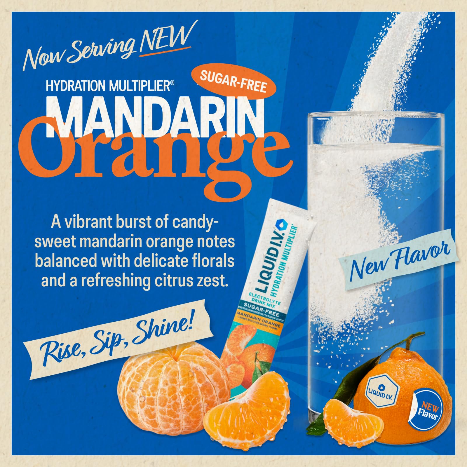 Liquid I.V. Hydration Multiplier Sugar Free Mandarin Orange three-pack packaging for travel.