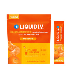 Liquid I.V. Hydration Multiplier Tangerine packet ready to mix for on-the-go hydration.