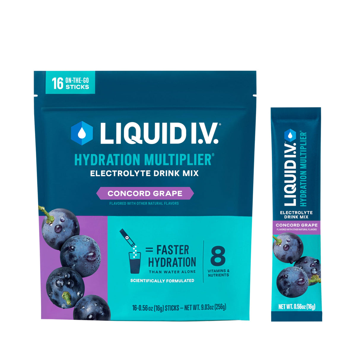 Liquid I.V. Concord Grape hydration packet for on-the-go use