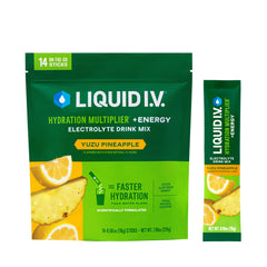 Liquid I.V. Hydration Multiplier + Energy Yuzu Pineapple packet ready for on-the-go hydration
