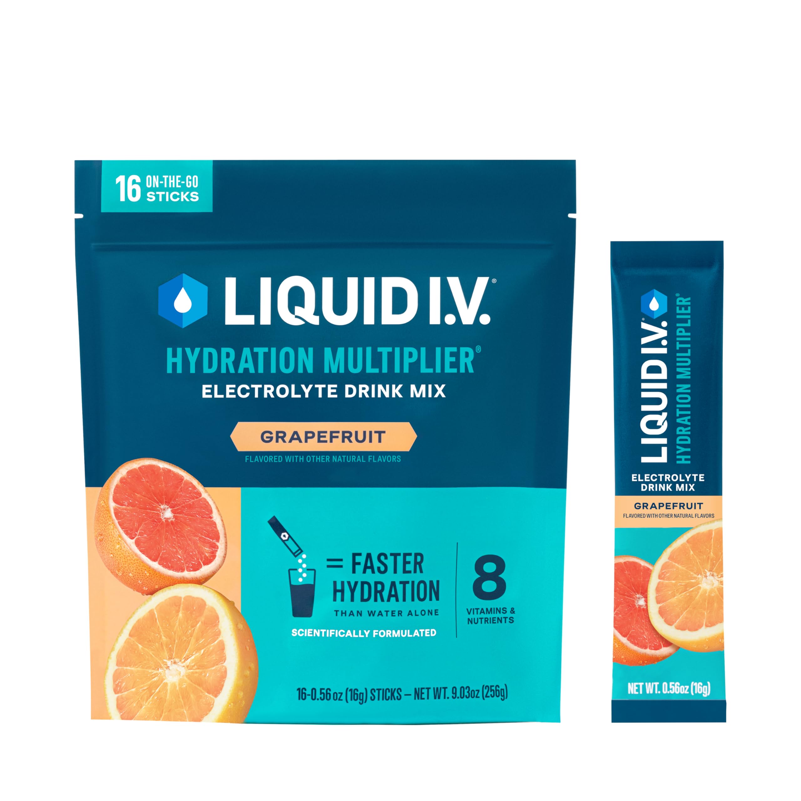 Liquid I.V. Grapefruit bottle shown for quick hydration on the go
