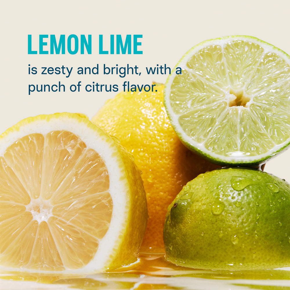 Liquid I.V. Lemon Lime packet provides refreshing citrus flavor and electrolyte support while traveling.