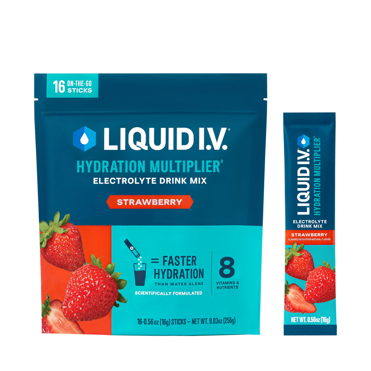 Liquid I V Hydration Multiplier Strawberry bottle ready for on the go hydration