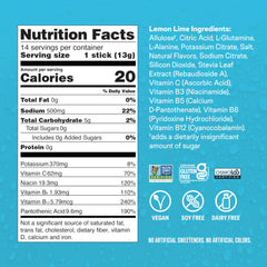 Liquid I.V. Lemon Lime sugar-free packet beside a glass of water for easy travel hydration.