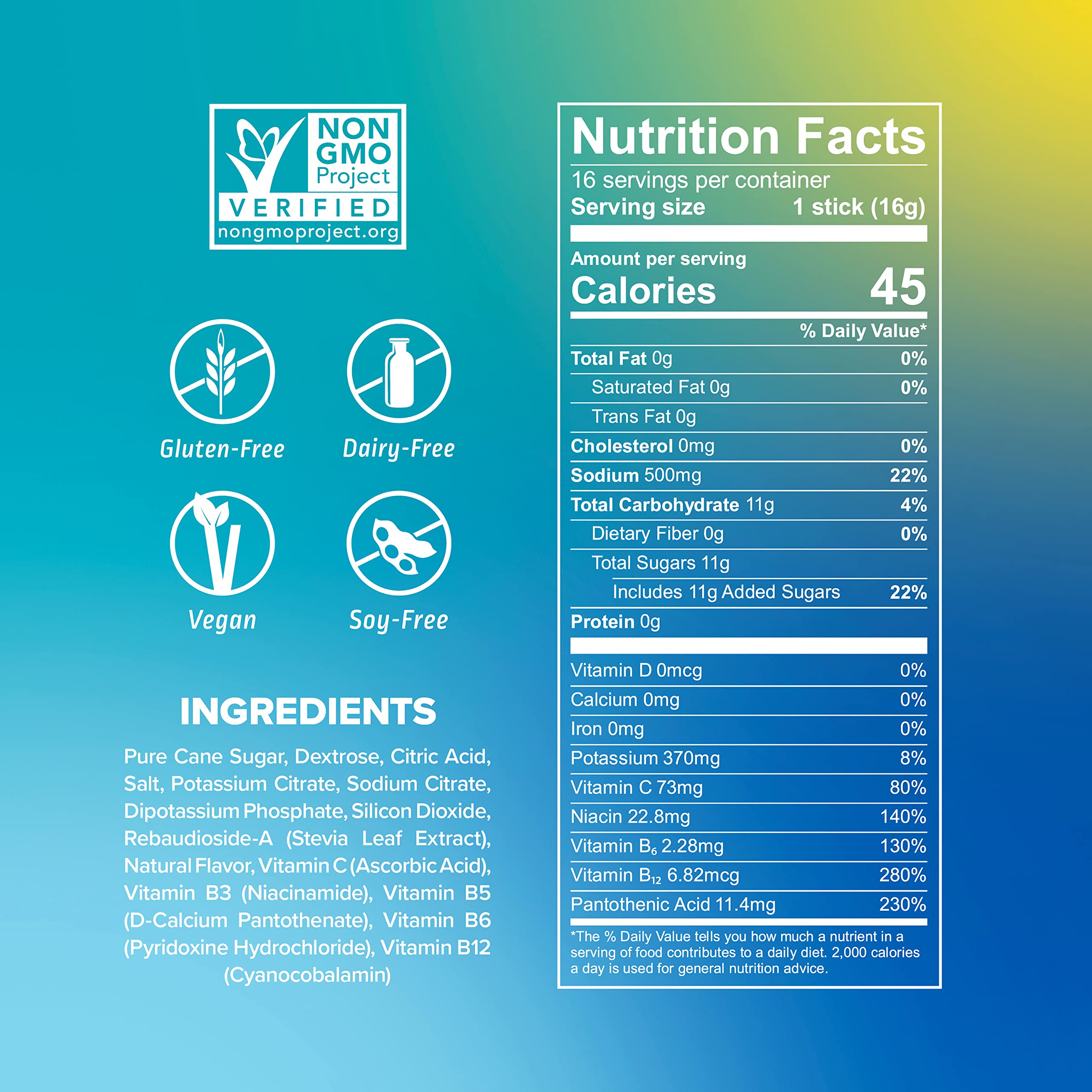 Liquid I.V. Lemon Lime Non-GMO hydration packet with clean ingredients.