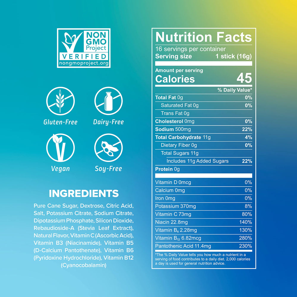 Liquid I.V. Lemon Lime Non-GMO hydration packet with clean ingredients.