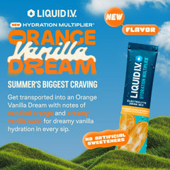Liquid I.V. Orange Vanilla Dream glass ready for refreshing hydration after workouts
