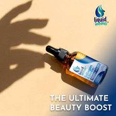 Close-up of clear Liquid Naturals liquid texture for easy mixing
