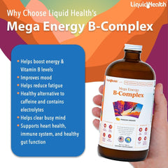 LiquidHealth Mega Energy measuring spoon demonstrates a two-tablespoon dose.