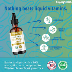 LIQUIDHEALTH Mullein Leaf Drops dropper showing easy daily dosing