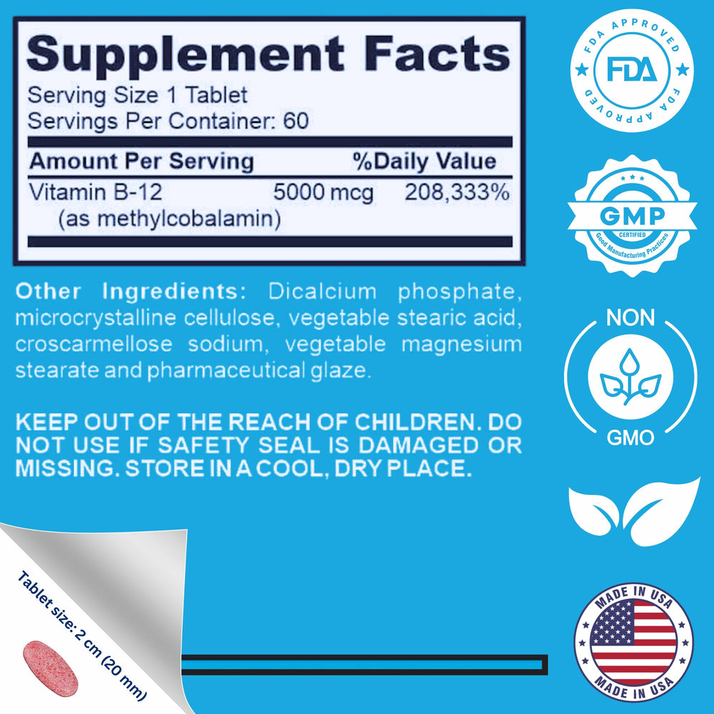 LIQUIDPACKPRO B12 bottle label detail highlights high potency methylcobalamin