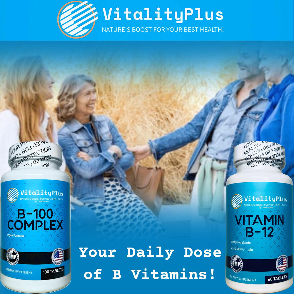 LIQUIDPACKPRO B12 bottle with glass conveys daily energy support idea