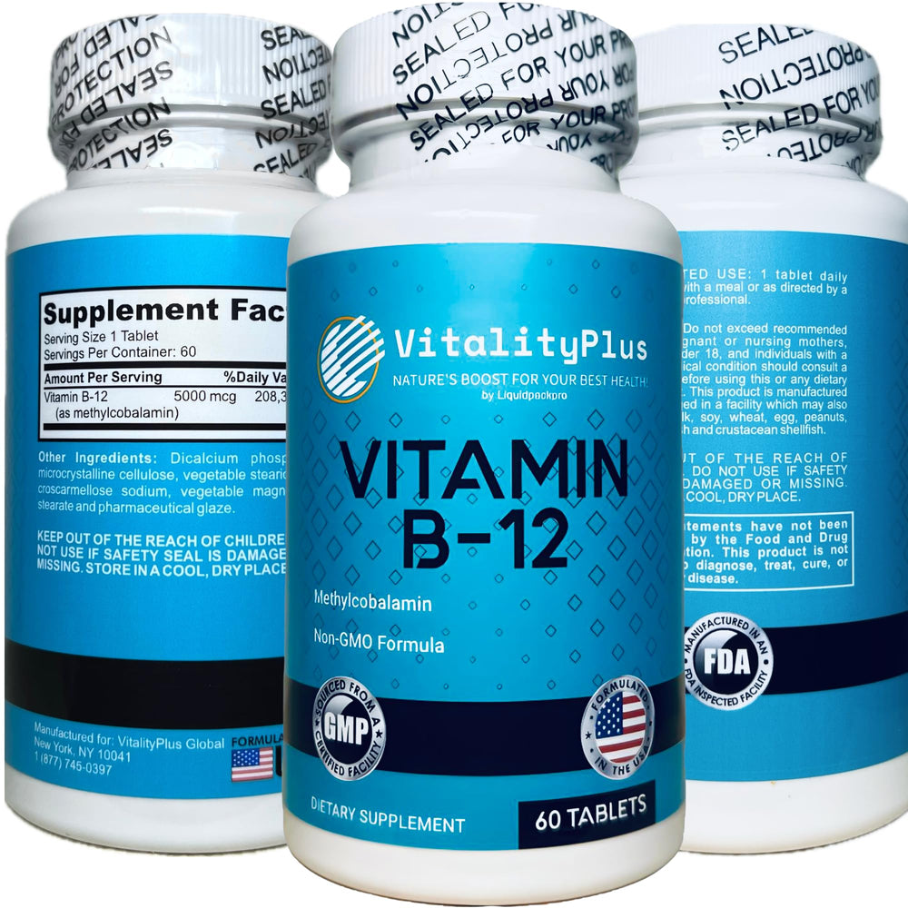 LIQUIDPACKPRO B12 packaging closeup signals vegan and high-quality production