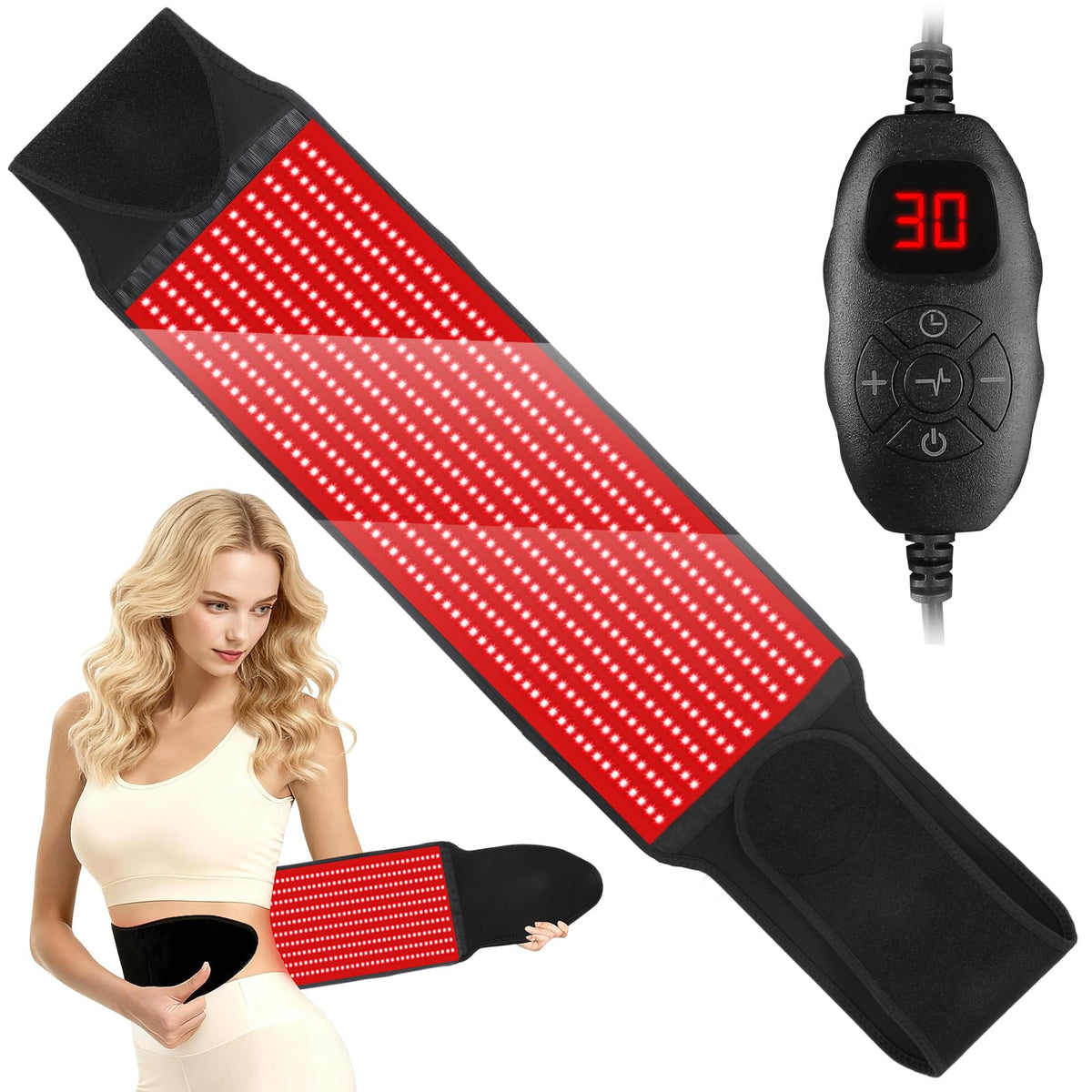 Litduck Red Light Therapy Belt front view with wide LED coverage