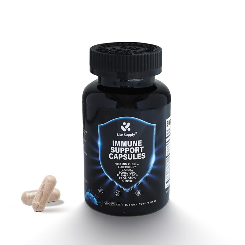Lite Supply Immune Support capsules bottle showing the 10-in-1 blend for daily wellness.