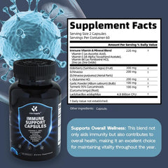 Lite Supply Immune Support capsules label highlighting key ingredients for immune-friendly nutrition.
