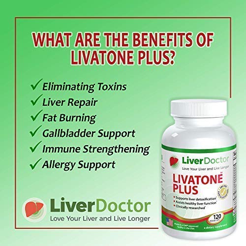 Livatone Plus milk thistle ingredient highlighted on label.