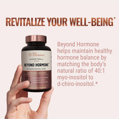 Live Conscious Beyond Hormone bottle back view highlighting vegan, non GMO formula.