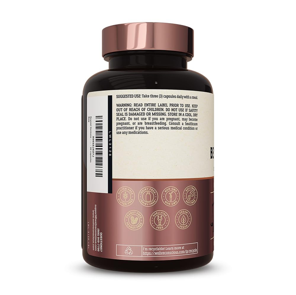 Package closure of Live Conscious Beyond Hormone signaling freshness and careful manufacturing.