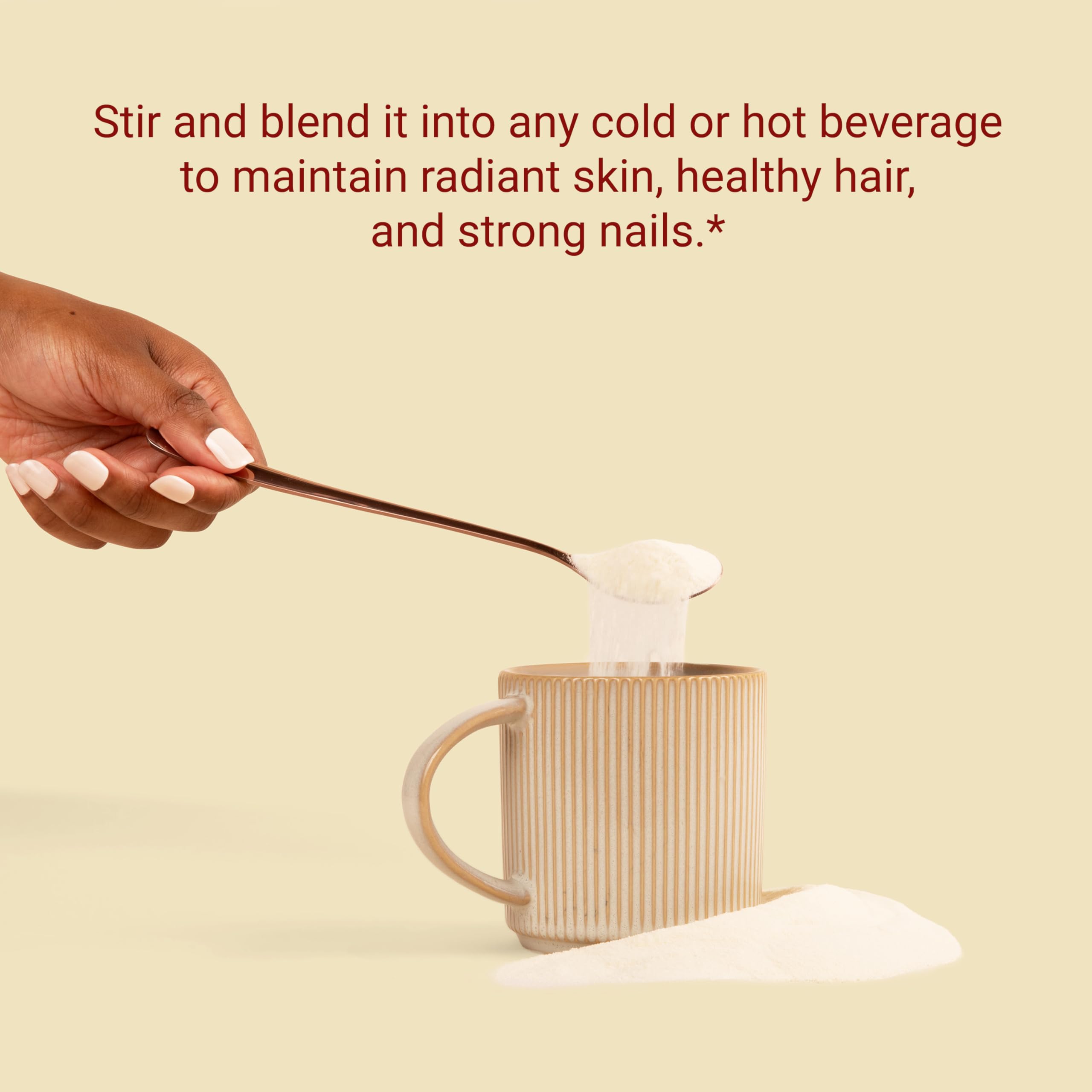 Dissolving Live Conscious Peach Mango collagen in a beverage for quick prep.