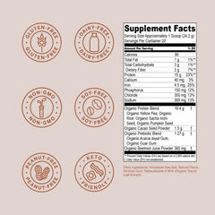 Live Conscious Cosmic Cacao shake glass with creamy chocolate protein boost.