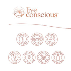 Live Conscious CurcuWell capsules pouring to show easy daily dosing for joint comfort
