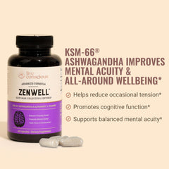 Close-up of Live Conscious KSM-66 Ashwagandha capsules for focused use