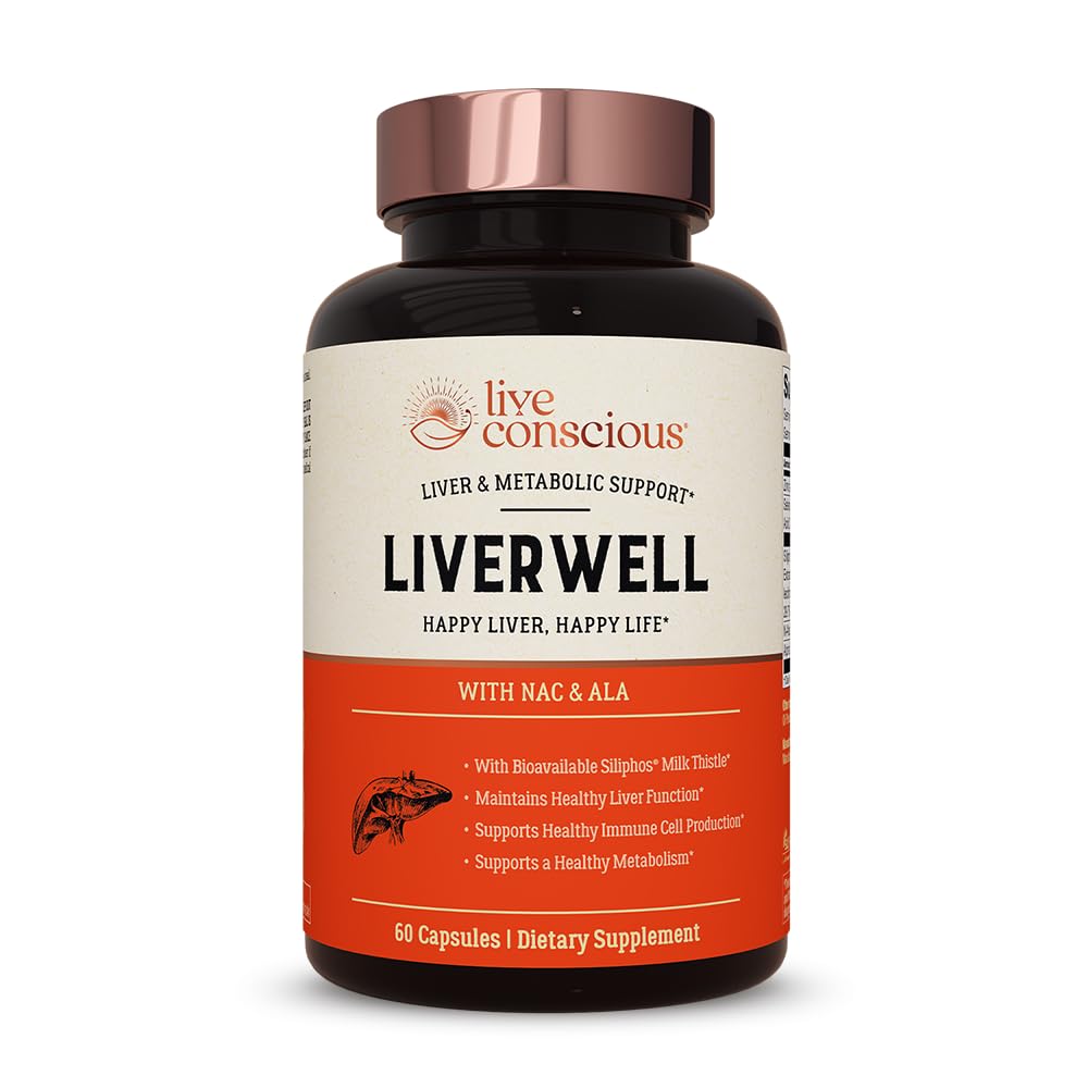 Live Conscious LiverWell bottle front showing sleek label for daily liver support
