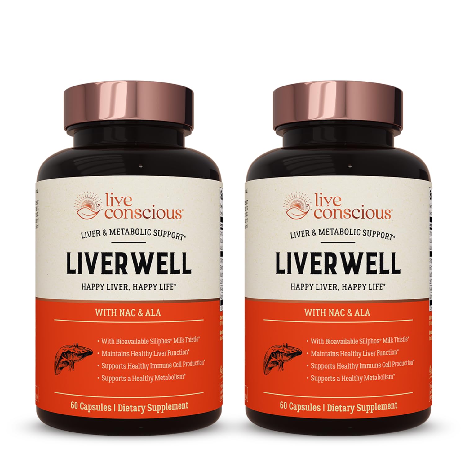 Live Conscious LiverWell bottle front showing packaging for liver support