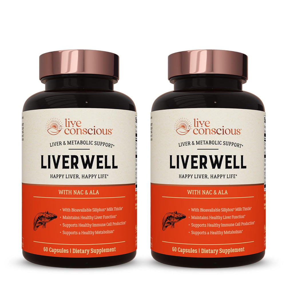 Live Conscious LiverWell bottle front showing packaging for liver support