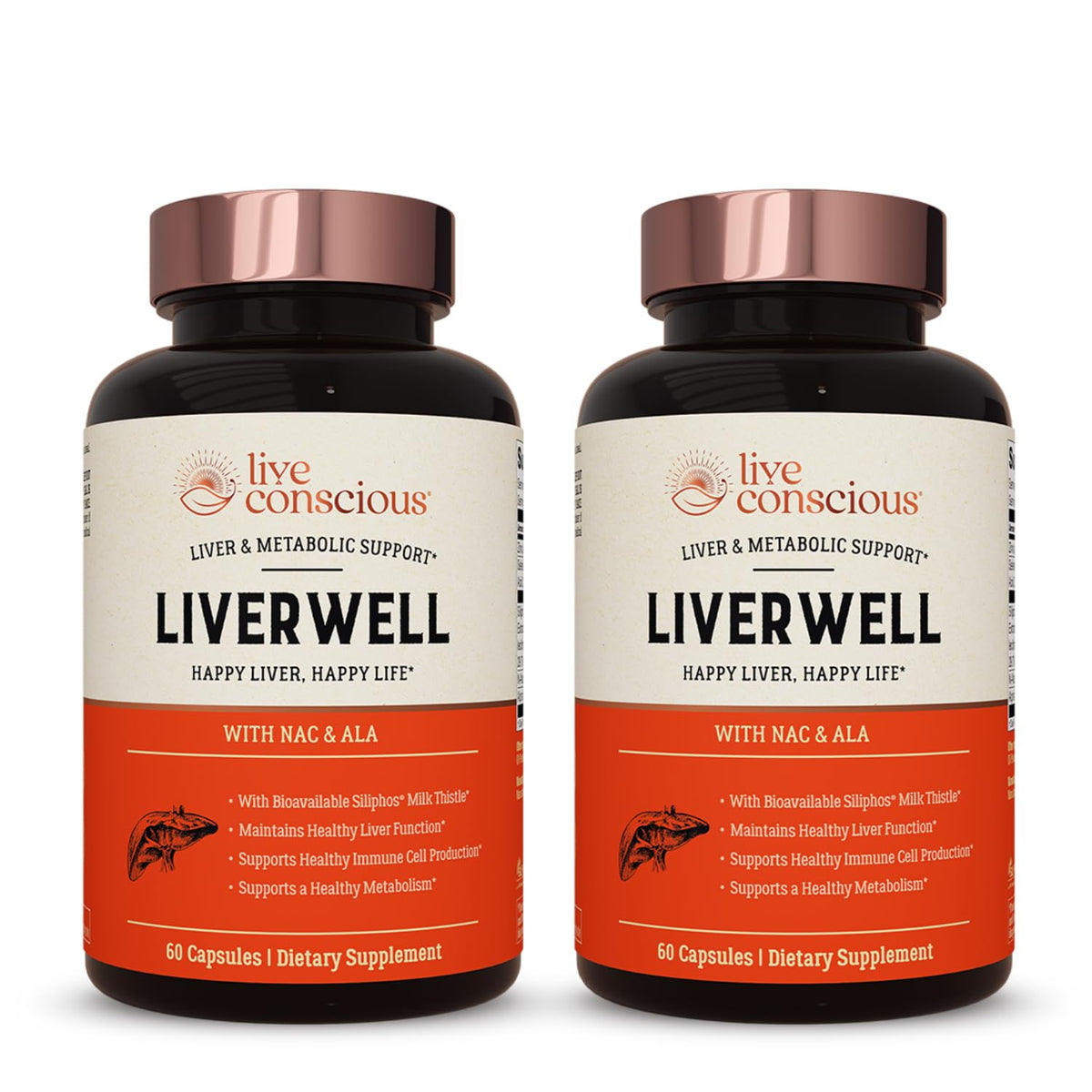 Live Conscious LiverWell bottle front showing packaging for liver support