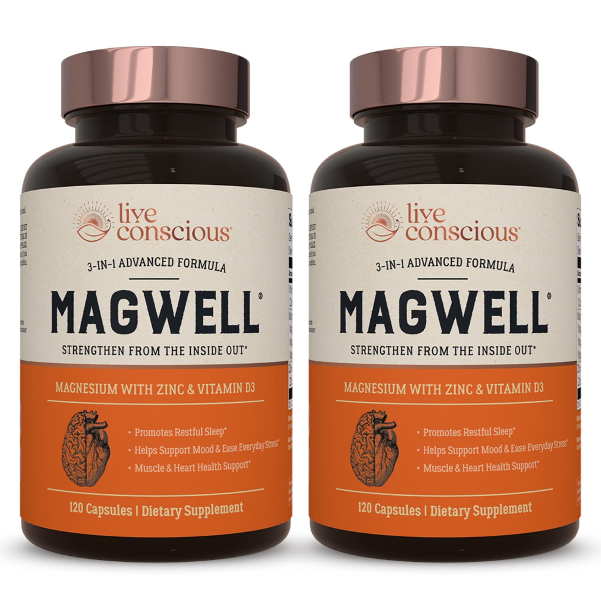 Live Conscious MagWell bottle front with capsules for daily support.