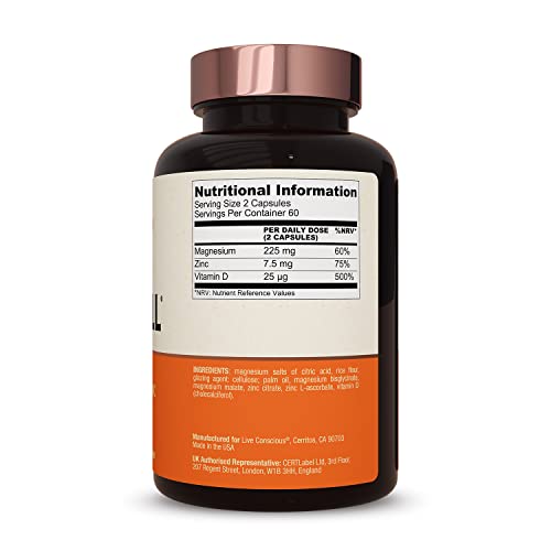 Live Conscious MagWell capsules close-up highlighting essential minerals.
