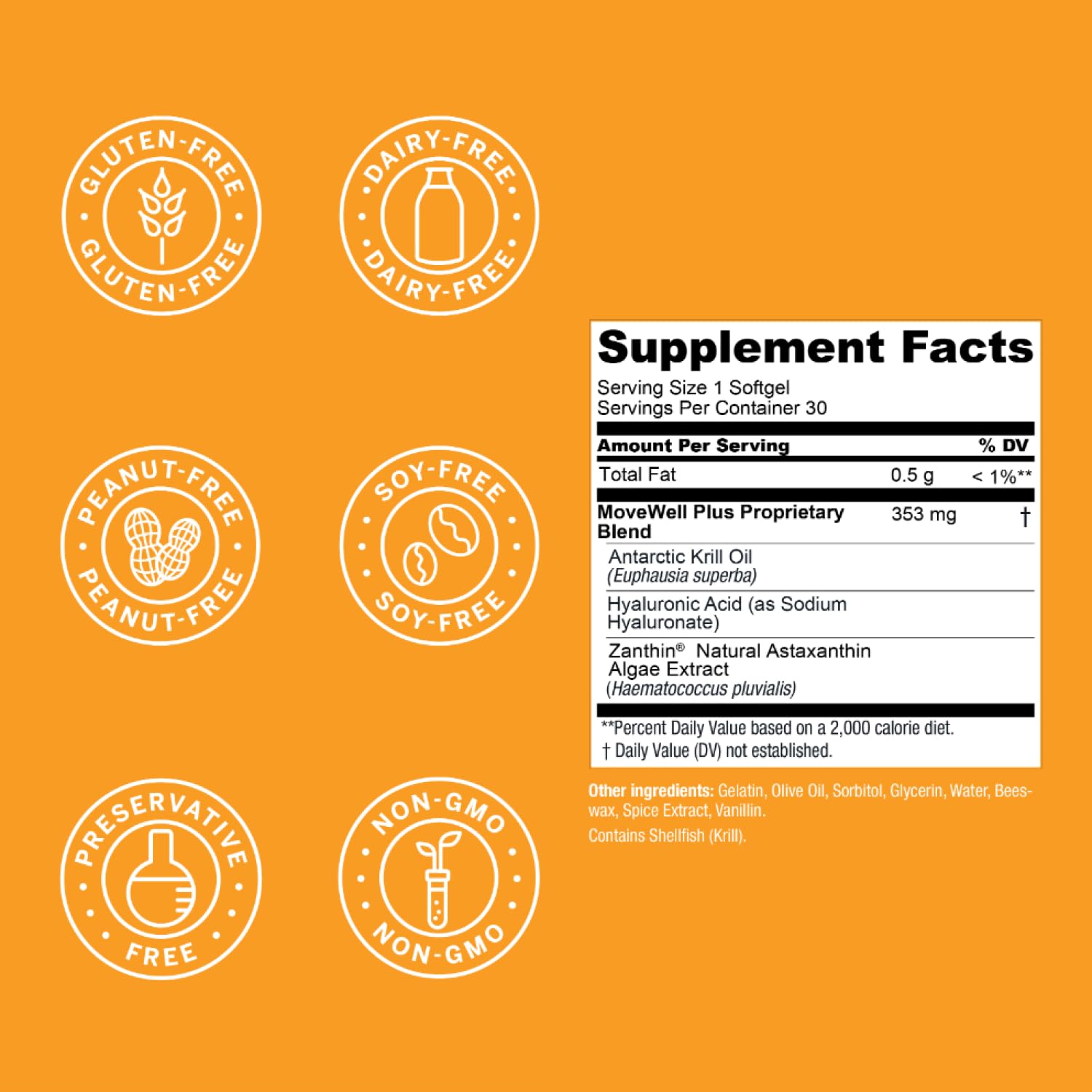 MoveWell Plus packaging shows omega-3s and astaxanthin for recovery.