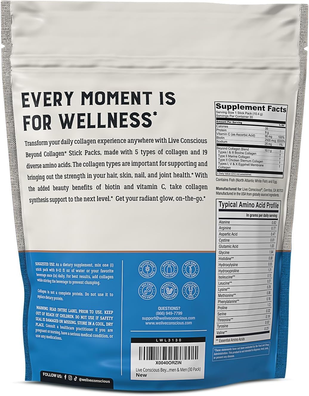 Live Conscious travel-friendly single-serve packets for busy lifestyles.