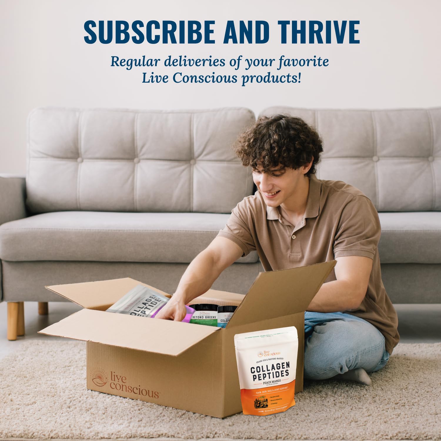 Live Conscious B12 bottle displays 60 servings for ongoing routines