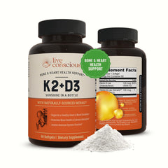 Live Conscious vitamin k2 mk7 with d3 bottle supporting bone health