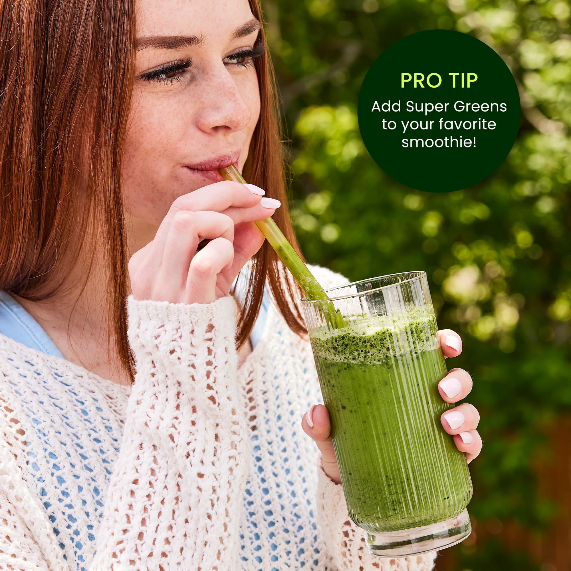 LIVE IT UP Super Greens packaging design signals quality and clean ingredients.
