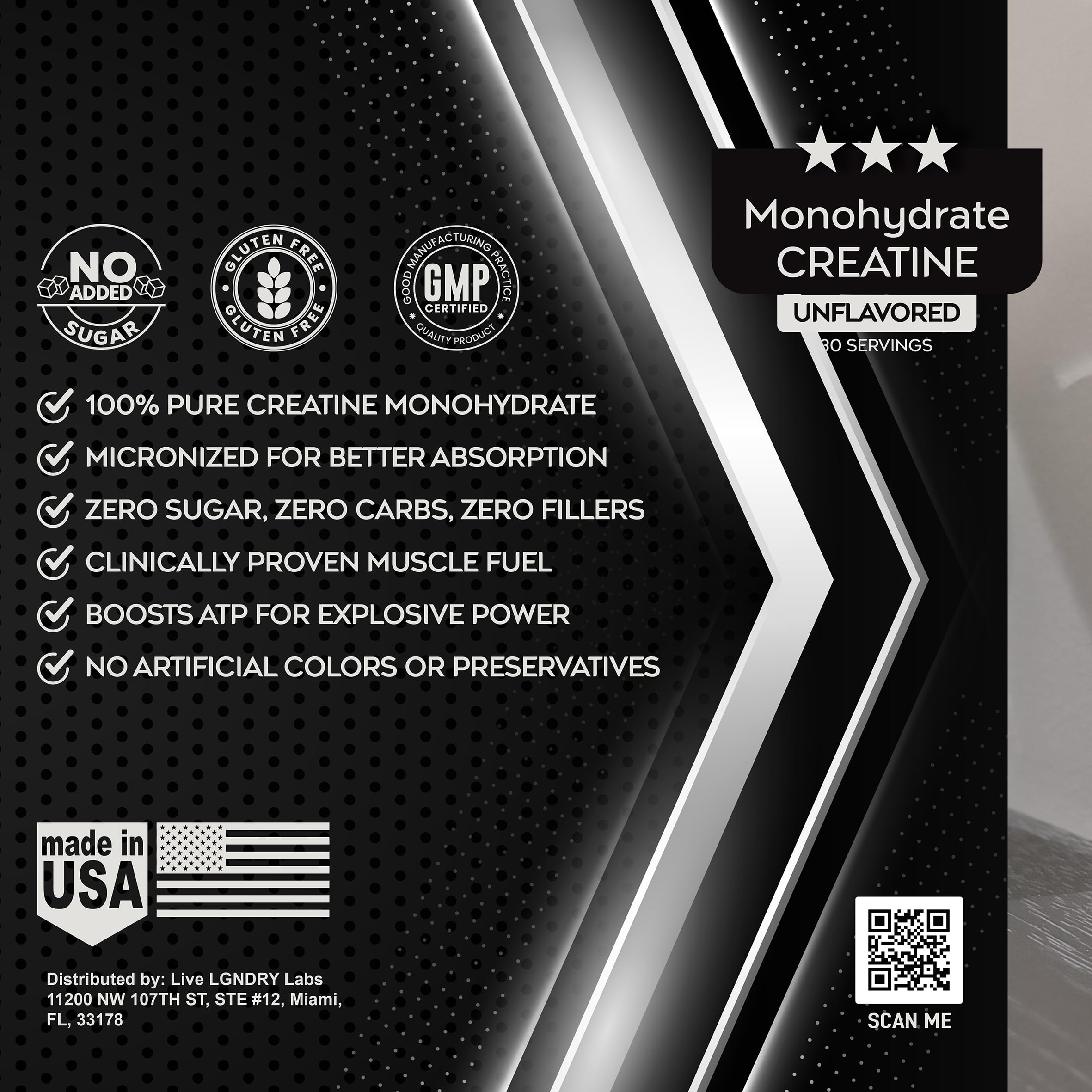 LIVE LGNDRY LABS label close-up highlighting purity and NSF-Quality.
