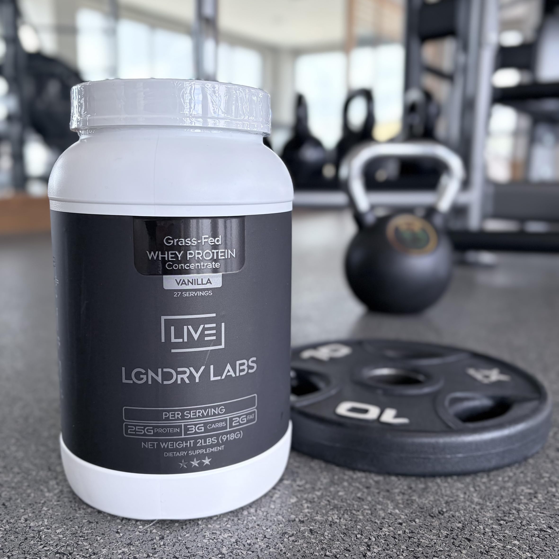 LIVE LGNDRY LABS gluten-free and soy-free icons indicating allergen-friendly option