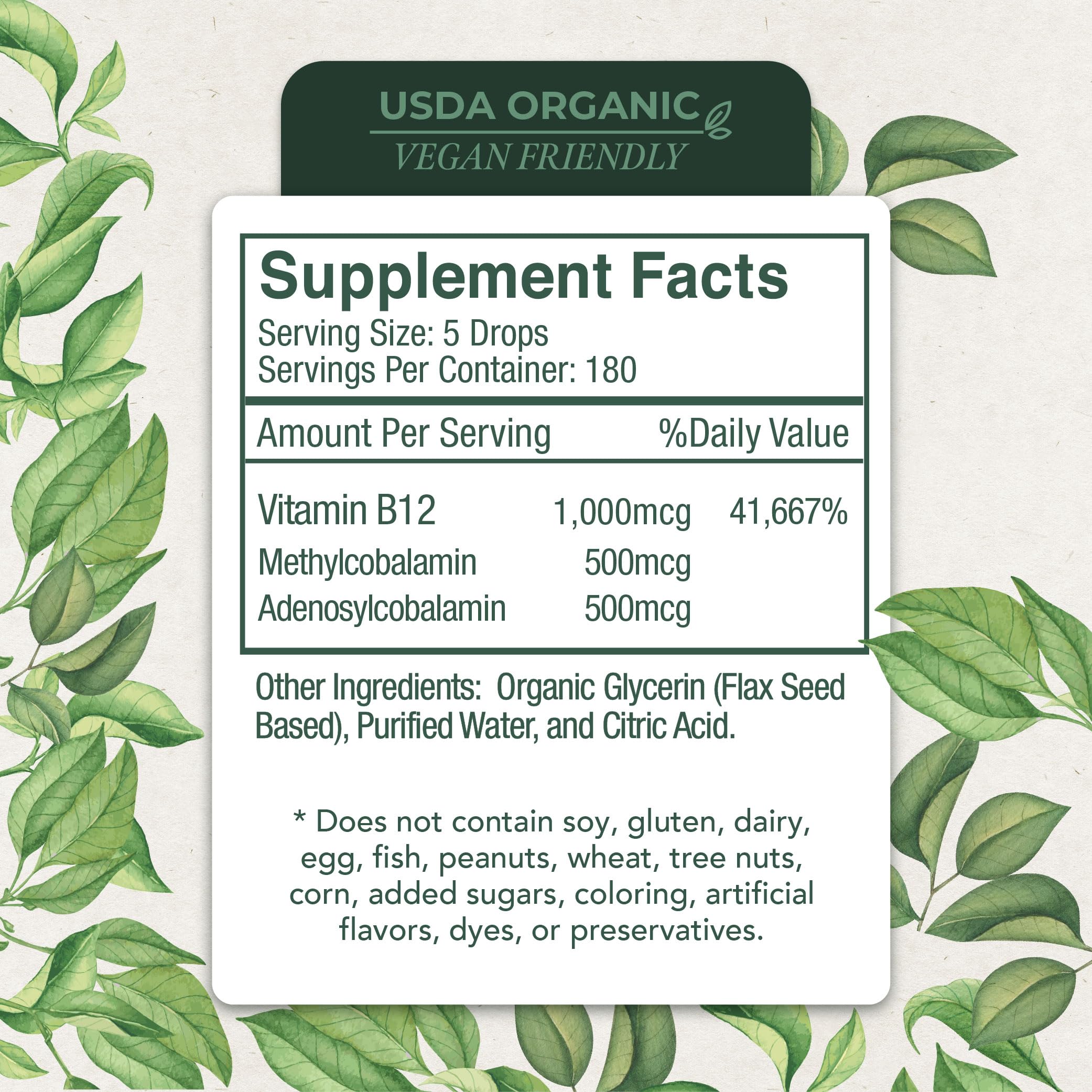 Live Wise Naturals B12 Drops amber bottle protects potency from light.
