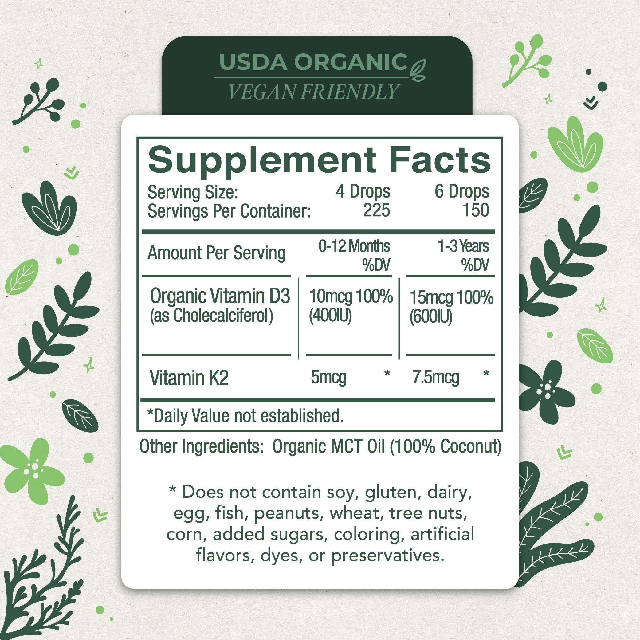 Baby-friendly Live Wise Naturals D3+K2 drops for infants and toddlers