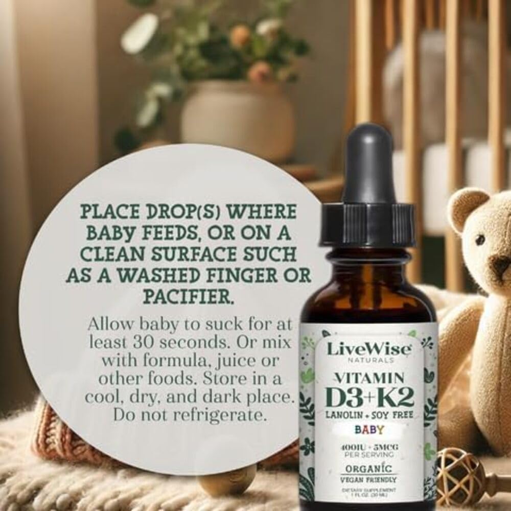 Shelf-friendly Live Wise Naturals D3+K2 bottle ready for daily use